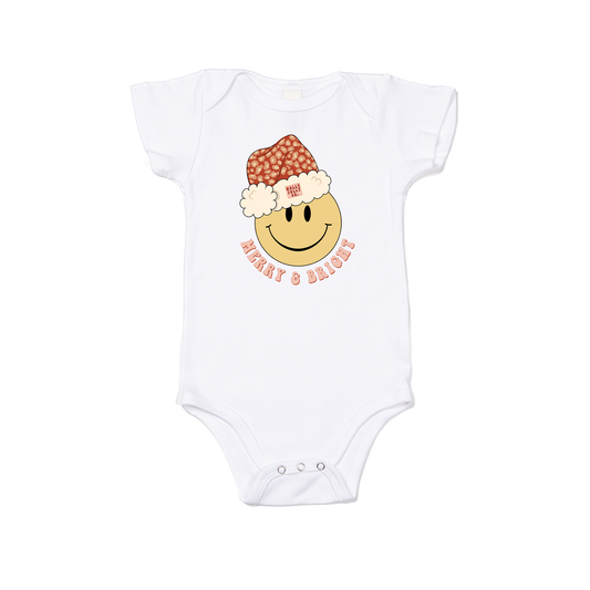 Merry & Bright Smiley Face - Bodysuit (White, Short Sleeve)