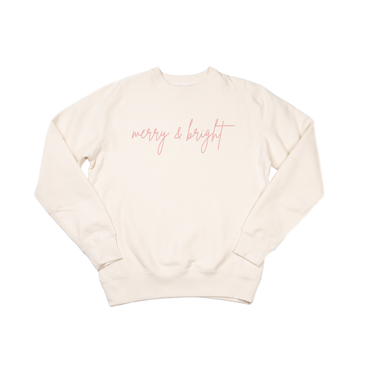 Merry and Bright (Pink) - Heavyweight Sweatshirt (Natural)