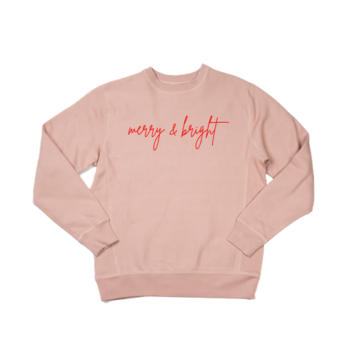 Merry and Bright (Red) - Heavyweight Sweatshirt (Dusty Rose)