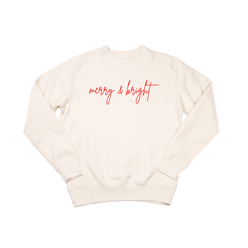 Merry and Bright (Red) - Heavyweight Sweatshirt (Natural)