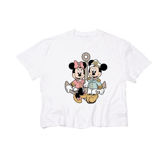 Mickey & Minnie (Anchor) - Cropped Tee (White)