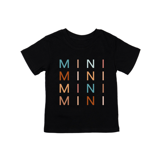 Mini (Stacked Multicolor) - Kids Tee (Black)