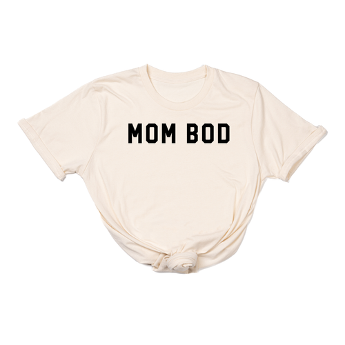 Mom Bod (Across Front, Black) - Tee (Natural)