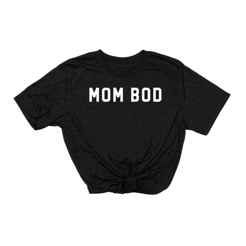 Mom Bod (Across Front, White) - Tee (Charcoal Black)