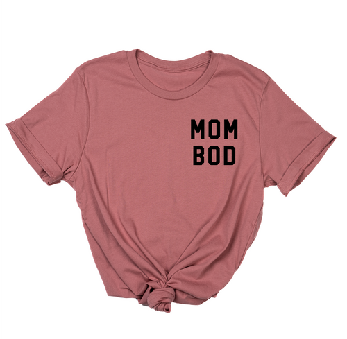 Mom Bod (Pocket, Black) - Tee (Mauve)