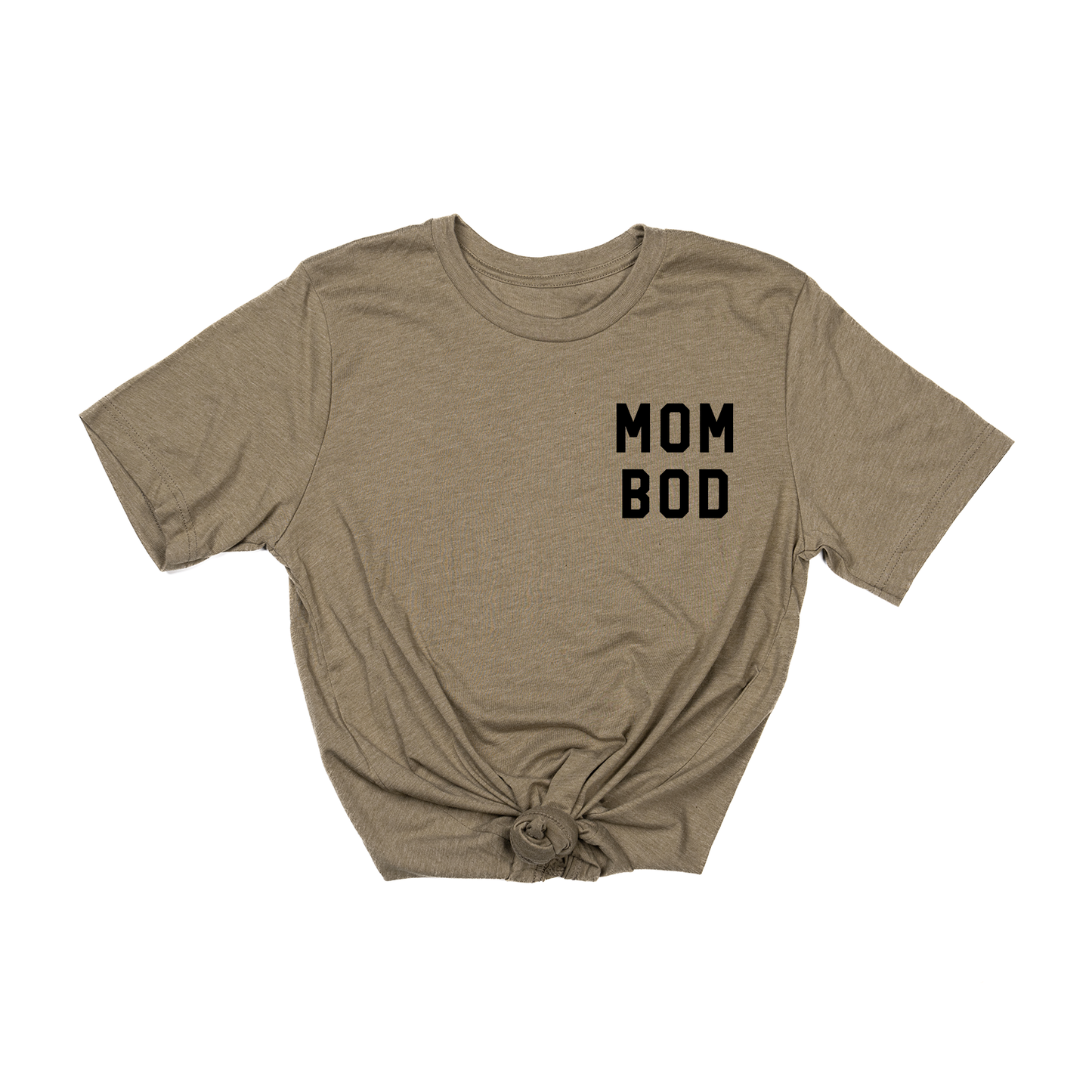 Mom Bod (Pocket, Black) - Tee (Olive)