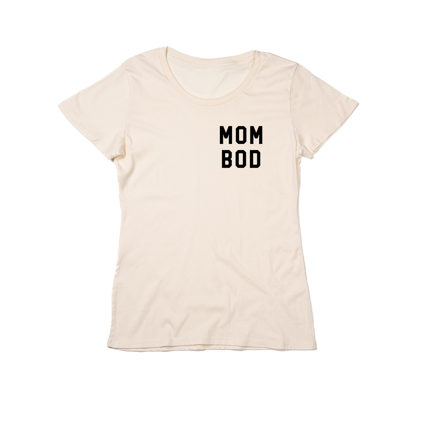 Mom Bod (Pocket, Black) - Women's Fitted Tee (Natural)
