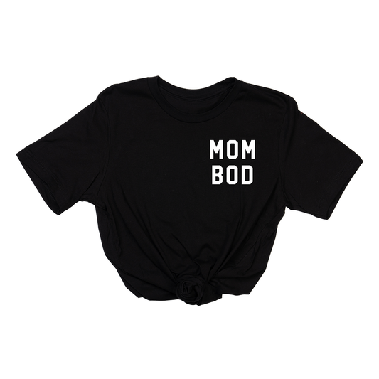 Mom Bod (Pocket, White) - Tee (Black)