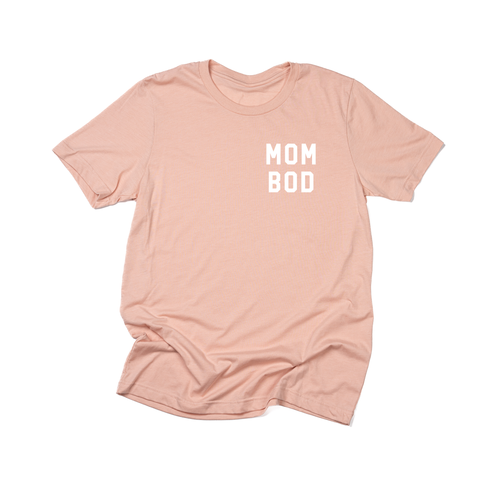 Mom Bod (Pocket, White) - Tee (Peach)