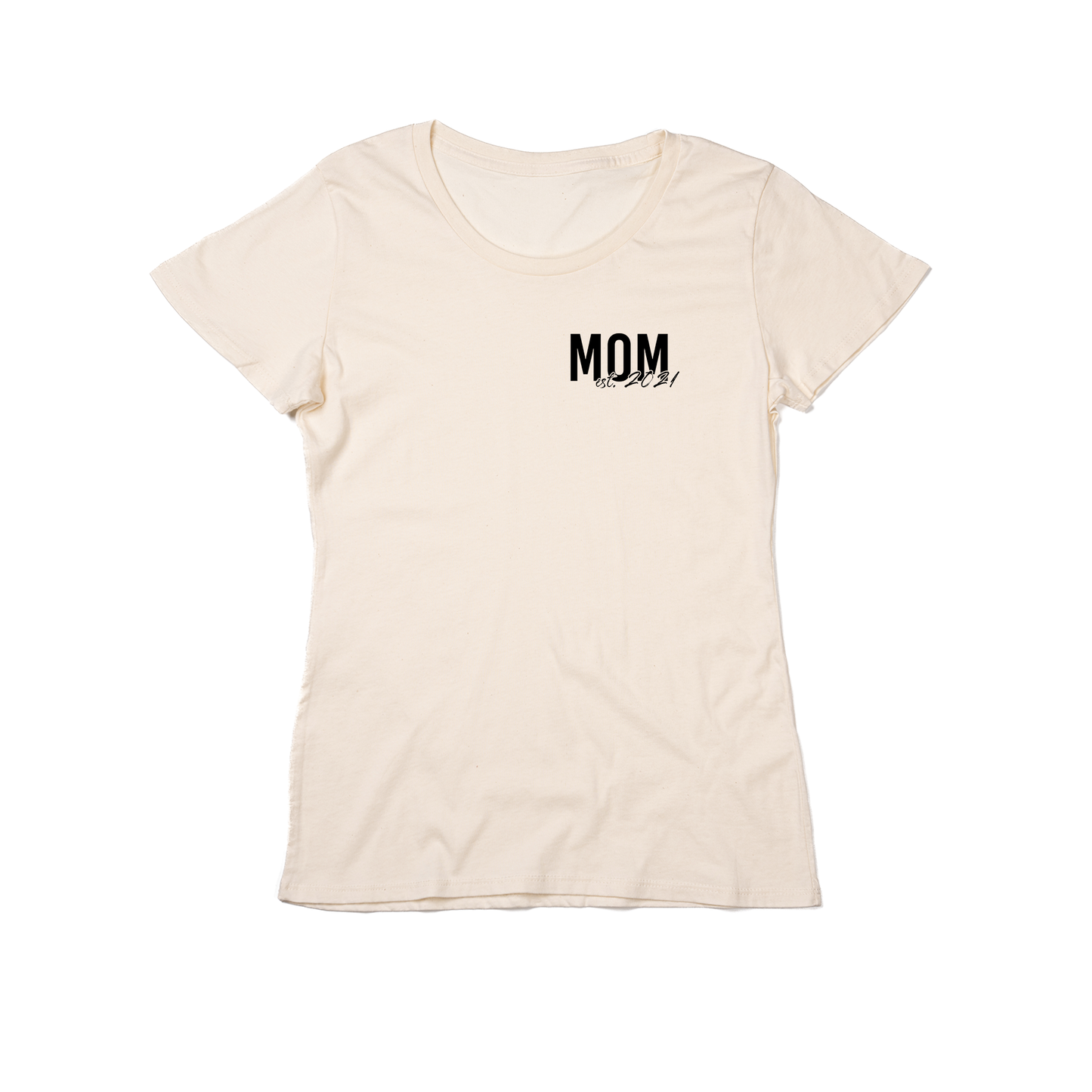 Mom EST. (Custom Year, Black) - Women's Fitted Tee (Natural)