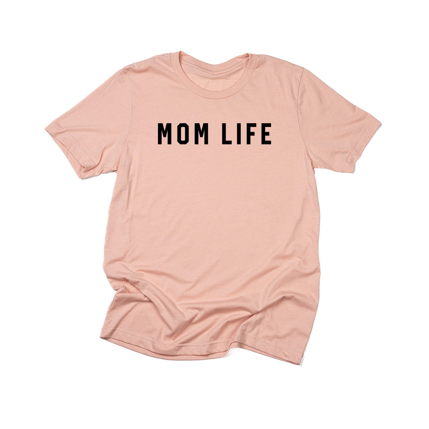 Mom Life (Across Front, Black) - Tee (Peach)