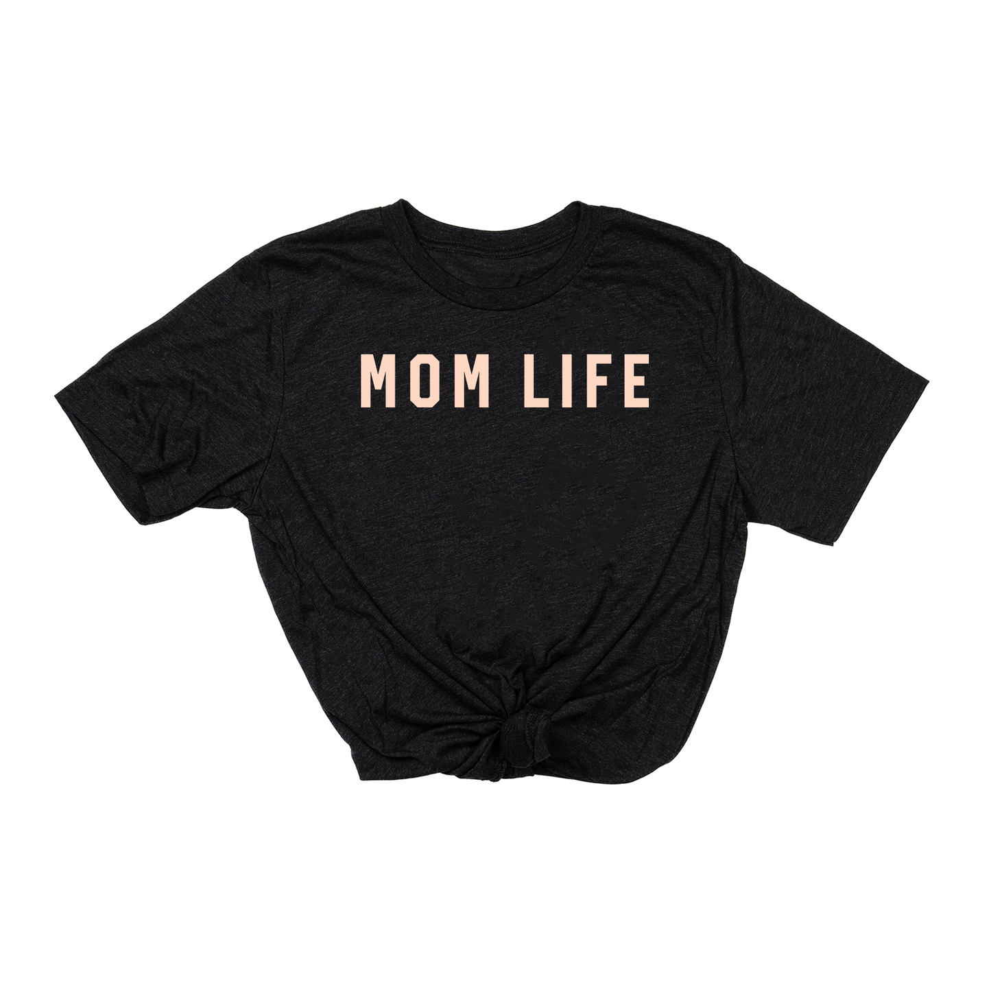 Mom Life (Across Front, Peach) - Tee (Charcoal Black)