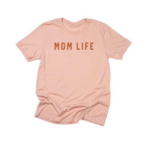Mom Life (Across Front, Rust) - Tee (Peach)