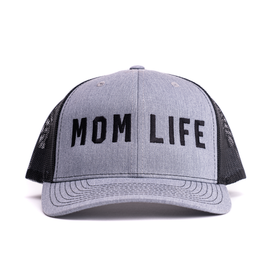 Mom Life (Black) - Trucker Hat (Gray/Black)