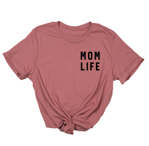 Mom Life (Pocket, Black) - Tee (Mauve)