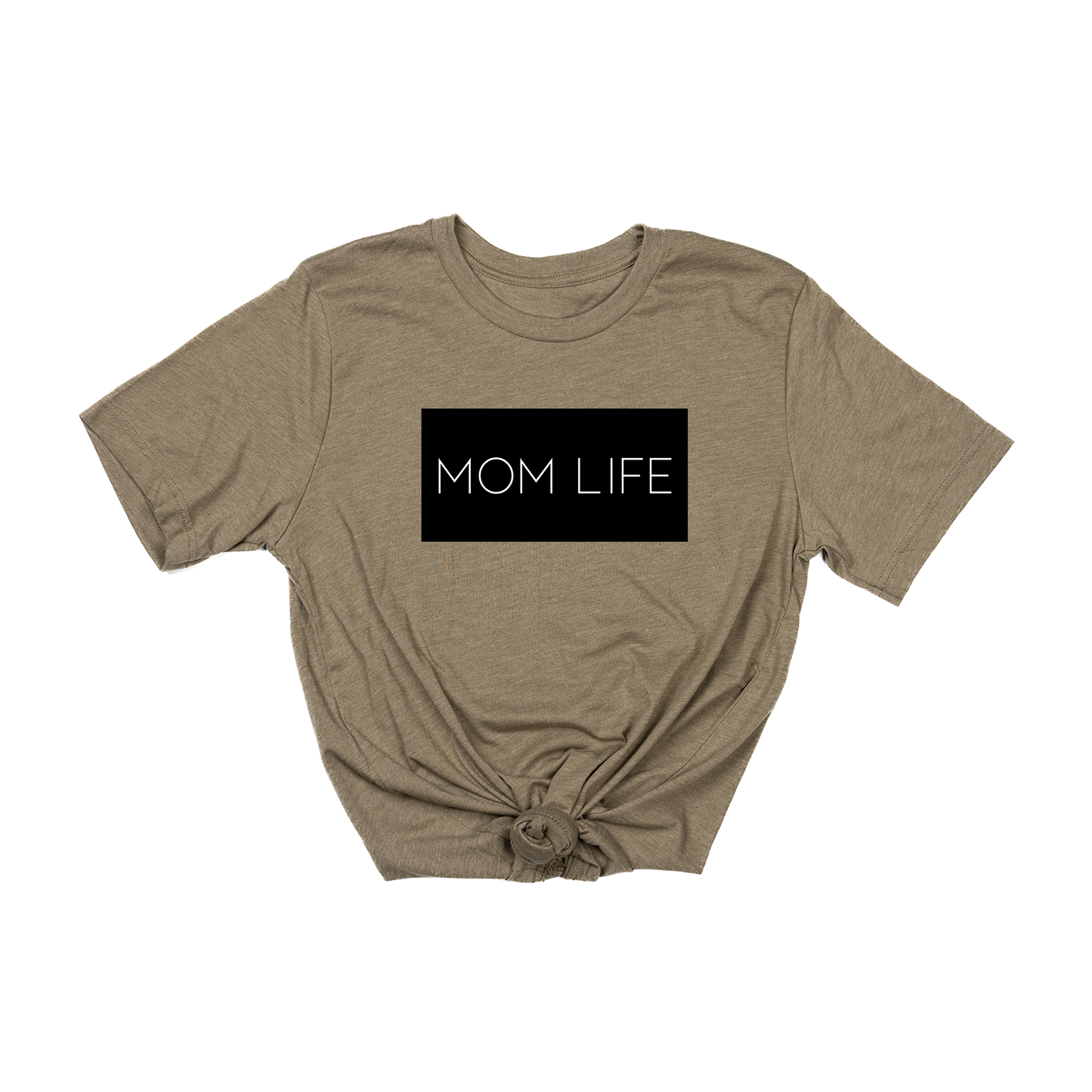 Mom Life (Boxed Collection, Black Box/White Text, Across Front) - Tee (Olive)