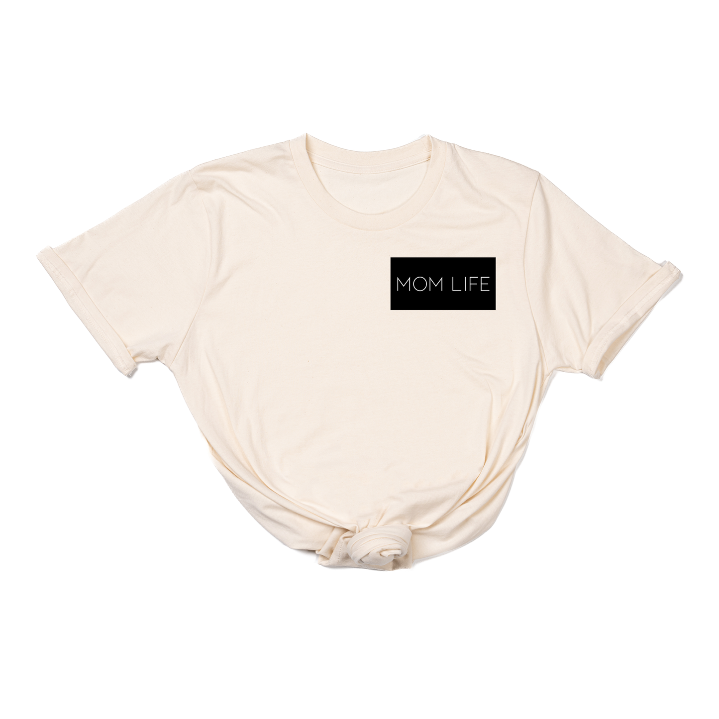 Mom Life (Boxed Collection, Pocket, Black Box/White Text) - Tee (Natural)