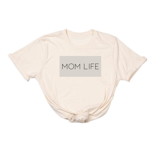 Mom Life (Boxed Collection, Stone Box/Black Text, Across Front) - Tee (Natural)
