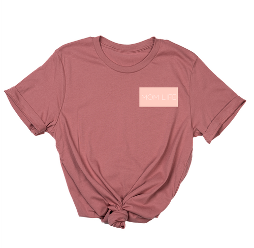 Mom Life (Boxed Collection, Pocket, Ballerina Pink Box/White Text) - Tee (Mauve)