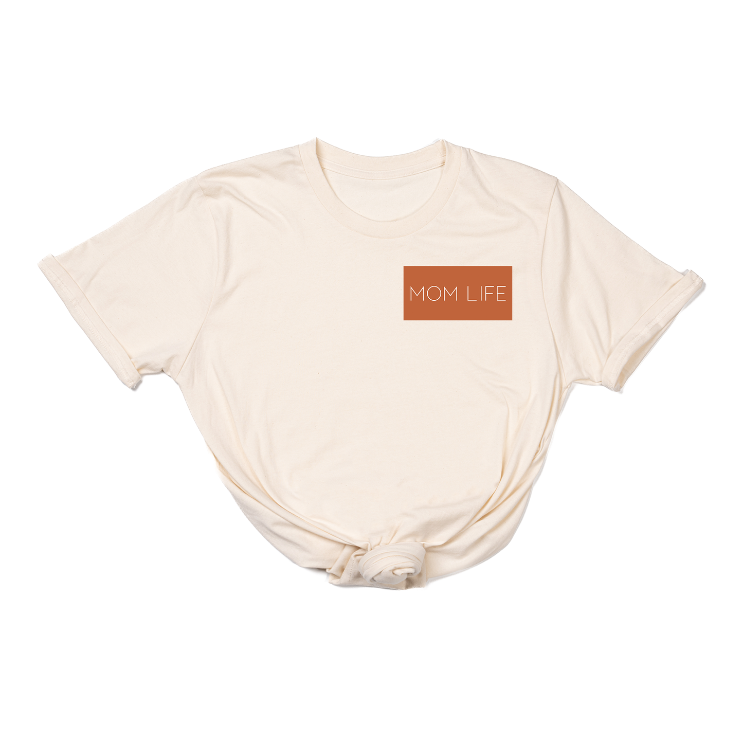 Mom Life (Boxed Collection, Pocket, Rust Box/White Text) - Tee (Natural)