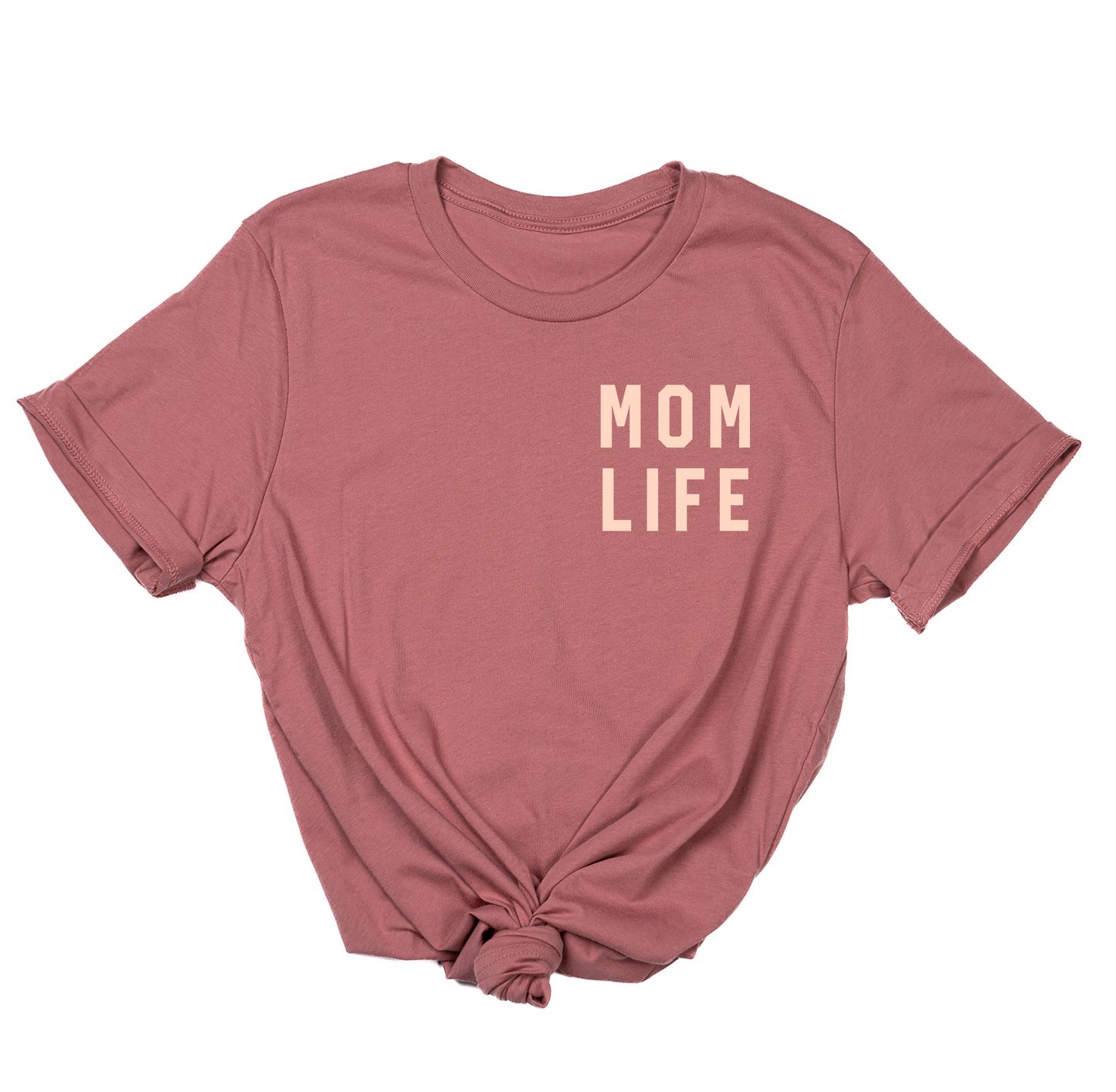 Mom Life (Pocket, Peach) - Tee (Mauve)