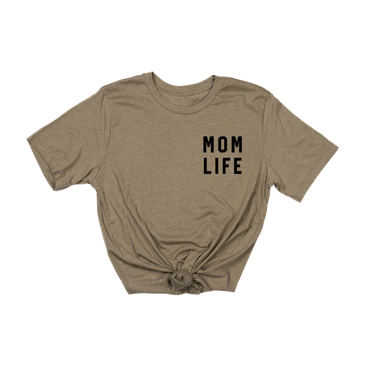 Mom Life (Pocket, Black) - Tee (Olive)