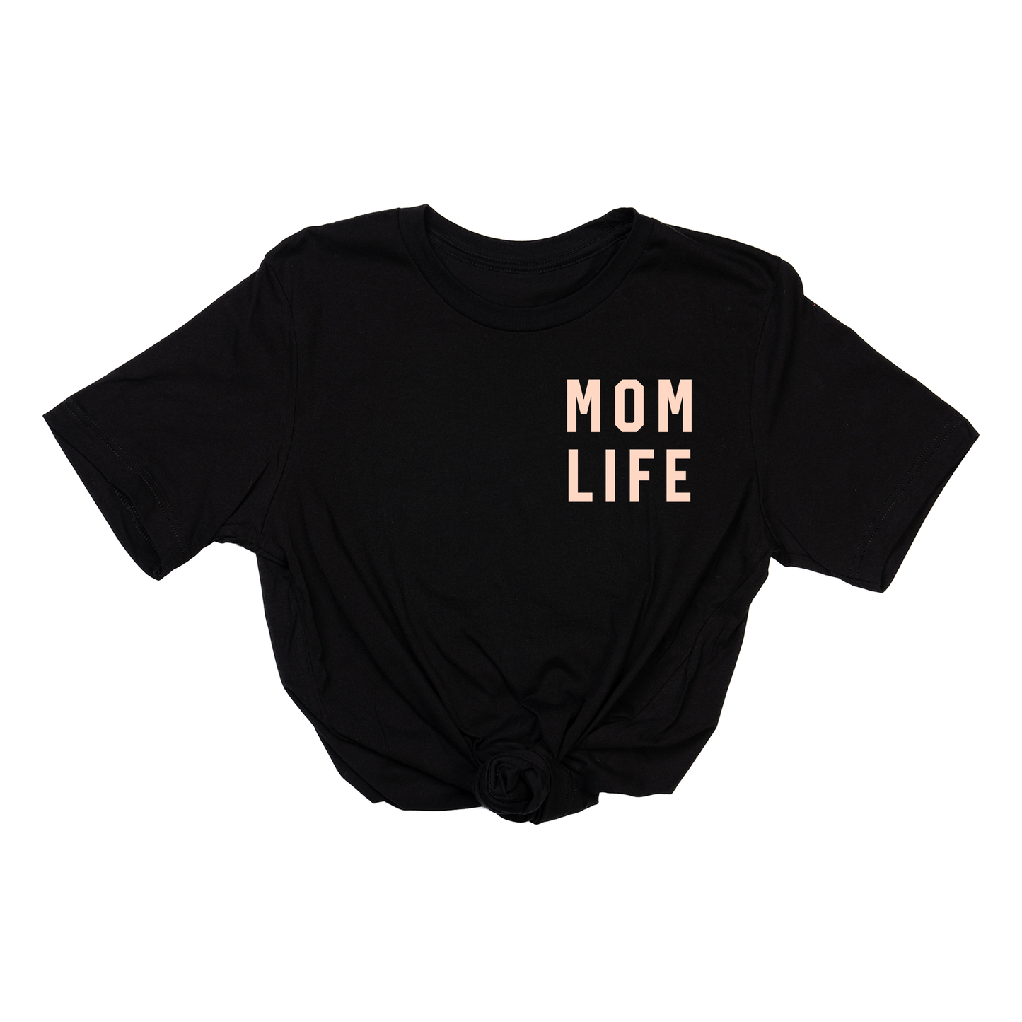 Mom Life (Pocket, Peach) - Tee (Black)