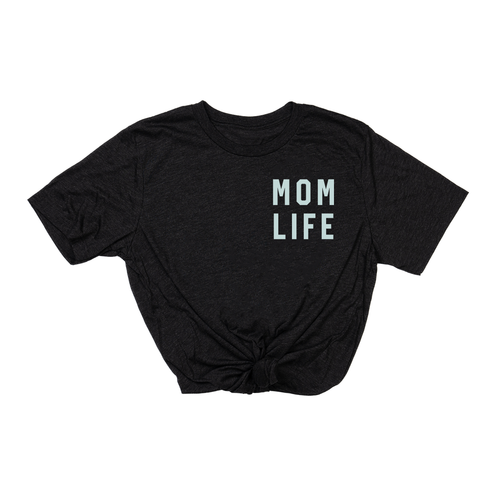 Mom Life (Pocket, Sky) - Tee (Charcoal Black)