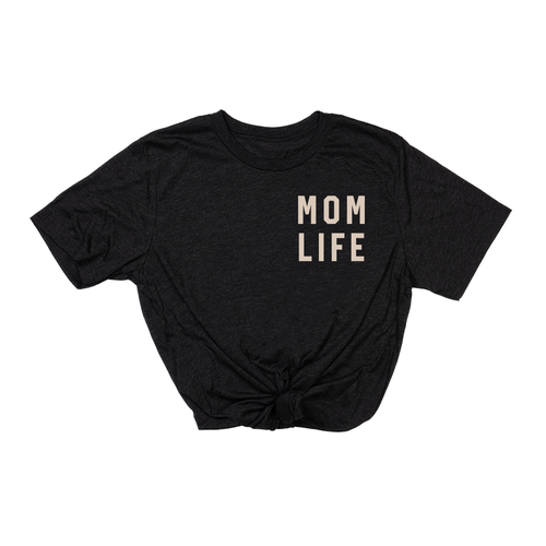 Mom Life (Pocket, Stone) - Tee (Charcoal Black)