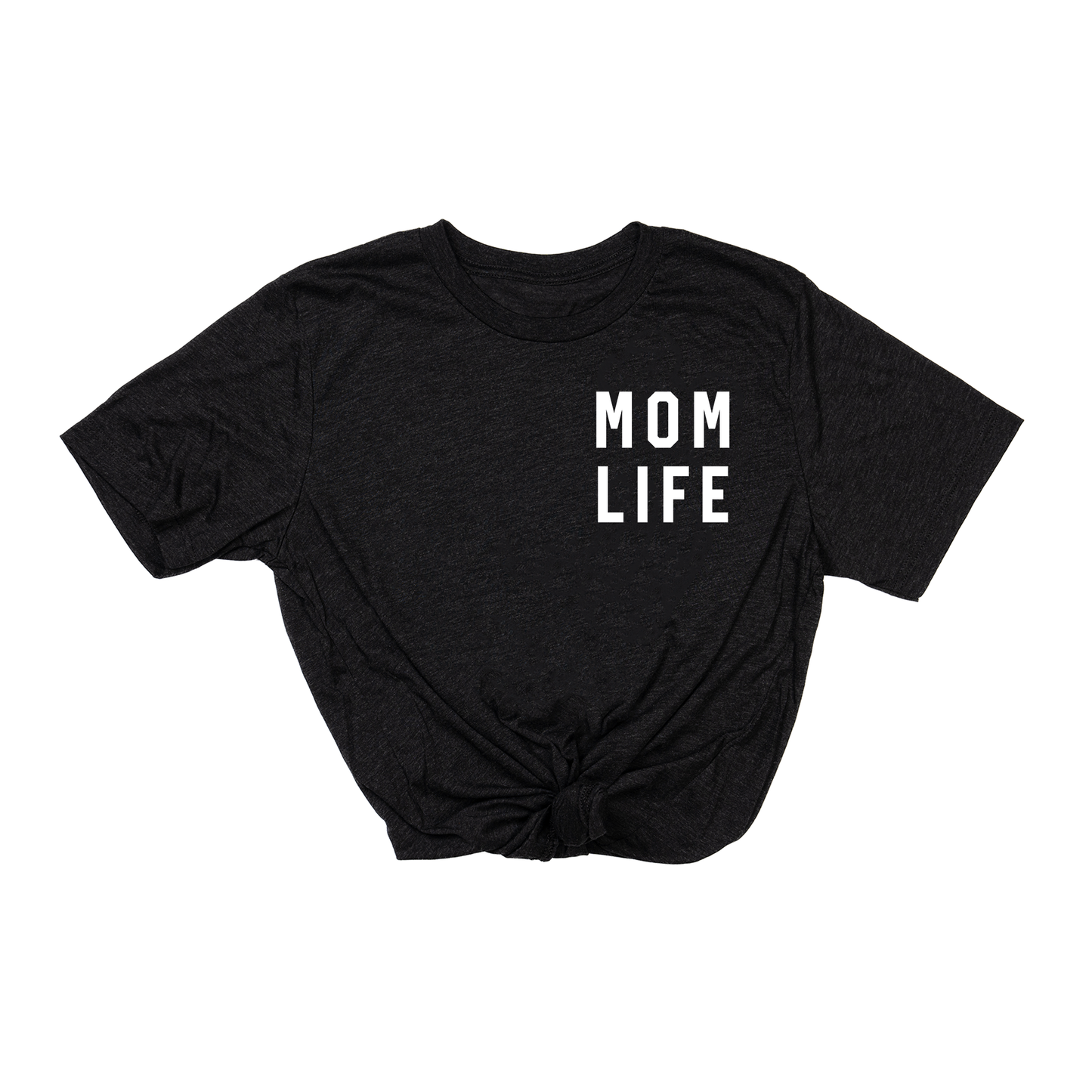Mom Life (Pocket, White) - Tee (Charcoal Black)