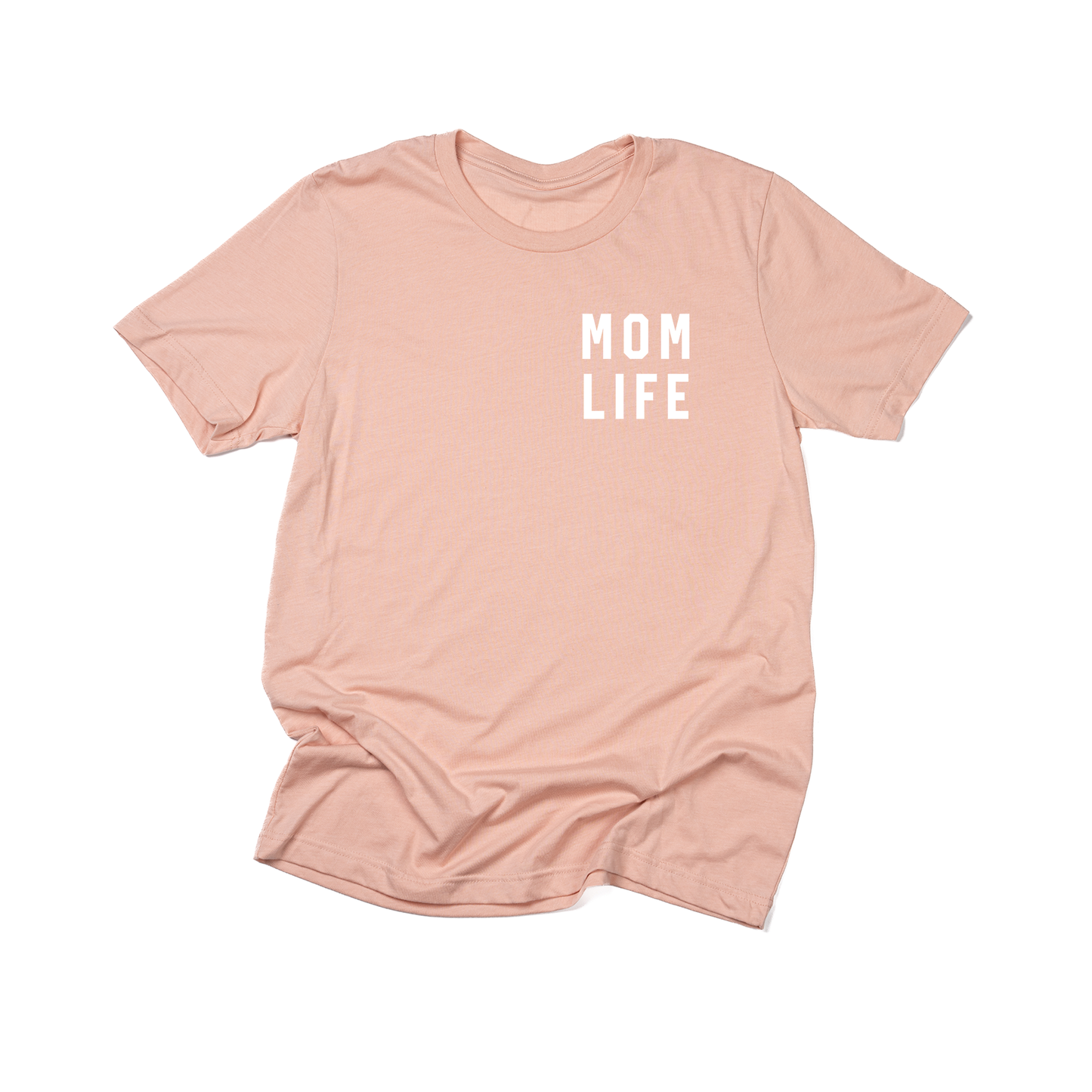Mom Life (Pocket, White) - Tee (Peach)
