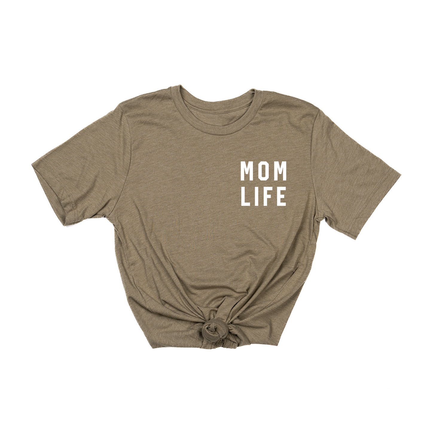 Mom Life (Pocket, White) - Tee (Olive)