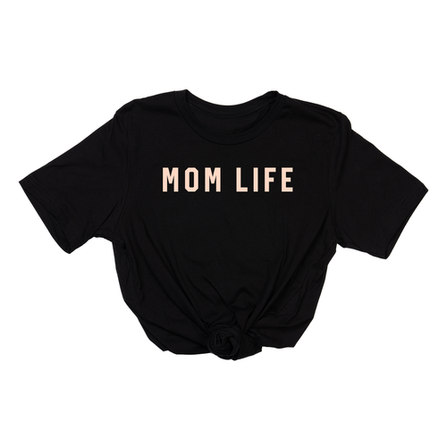 Mom Life (Across Front, Peach) - Tee (Black)