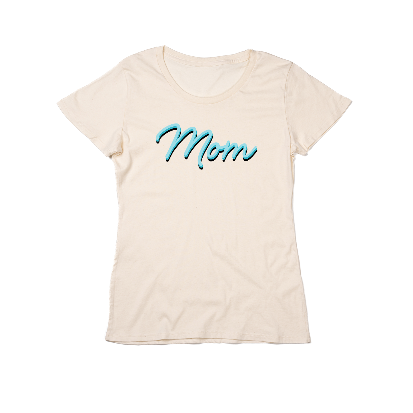Mom (90's Inspired, Blue) - Women's Fitted Tee (Natural)