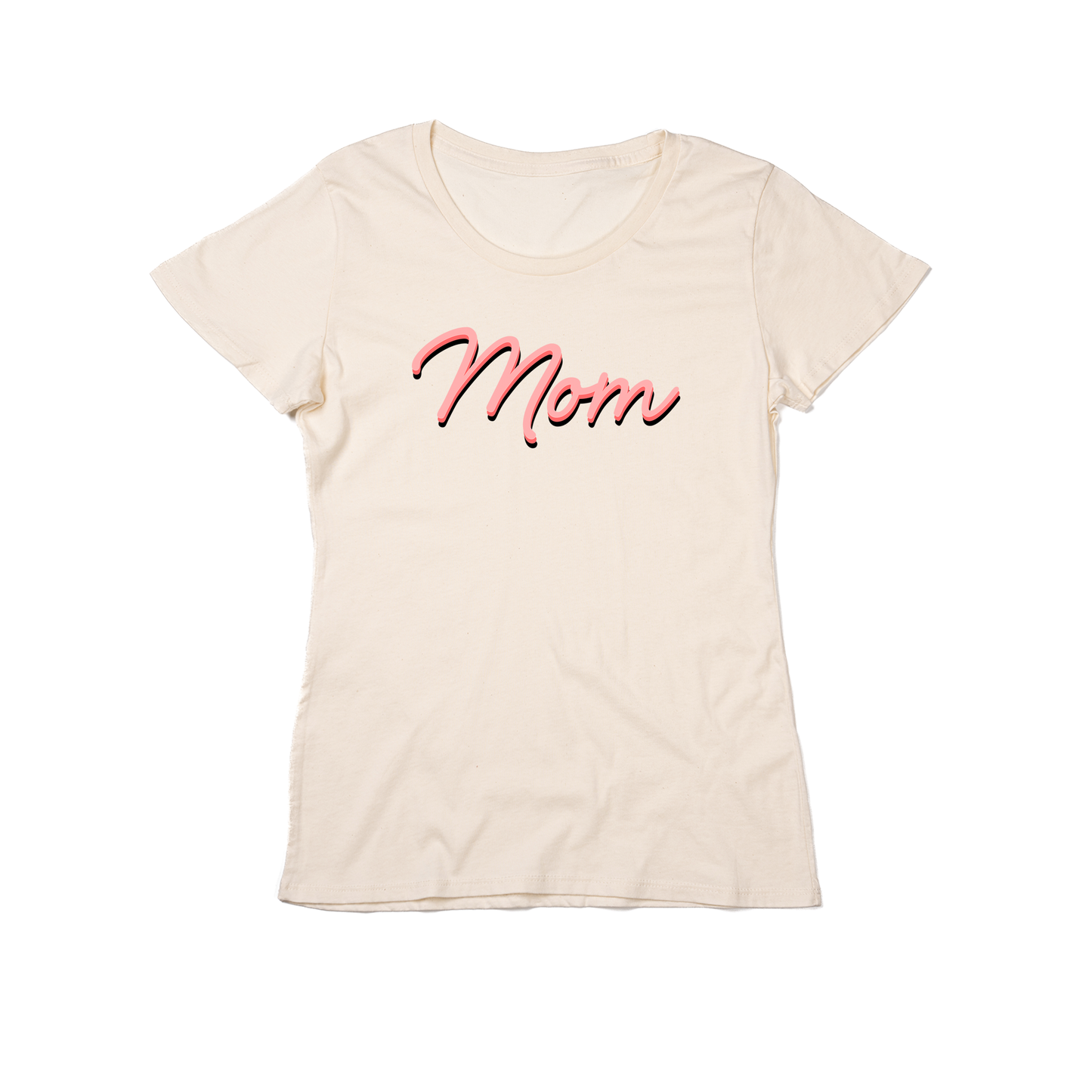 Mom (90's Inspired, Pink) - Women's Fitted Tee (Natural)