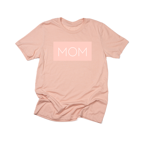Mom (Boxed Collection, Ballerina Pink Box/White Text, Across Front) - Tee (Peach)