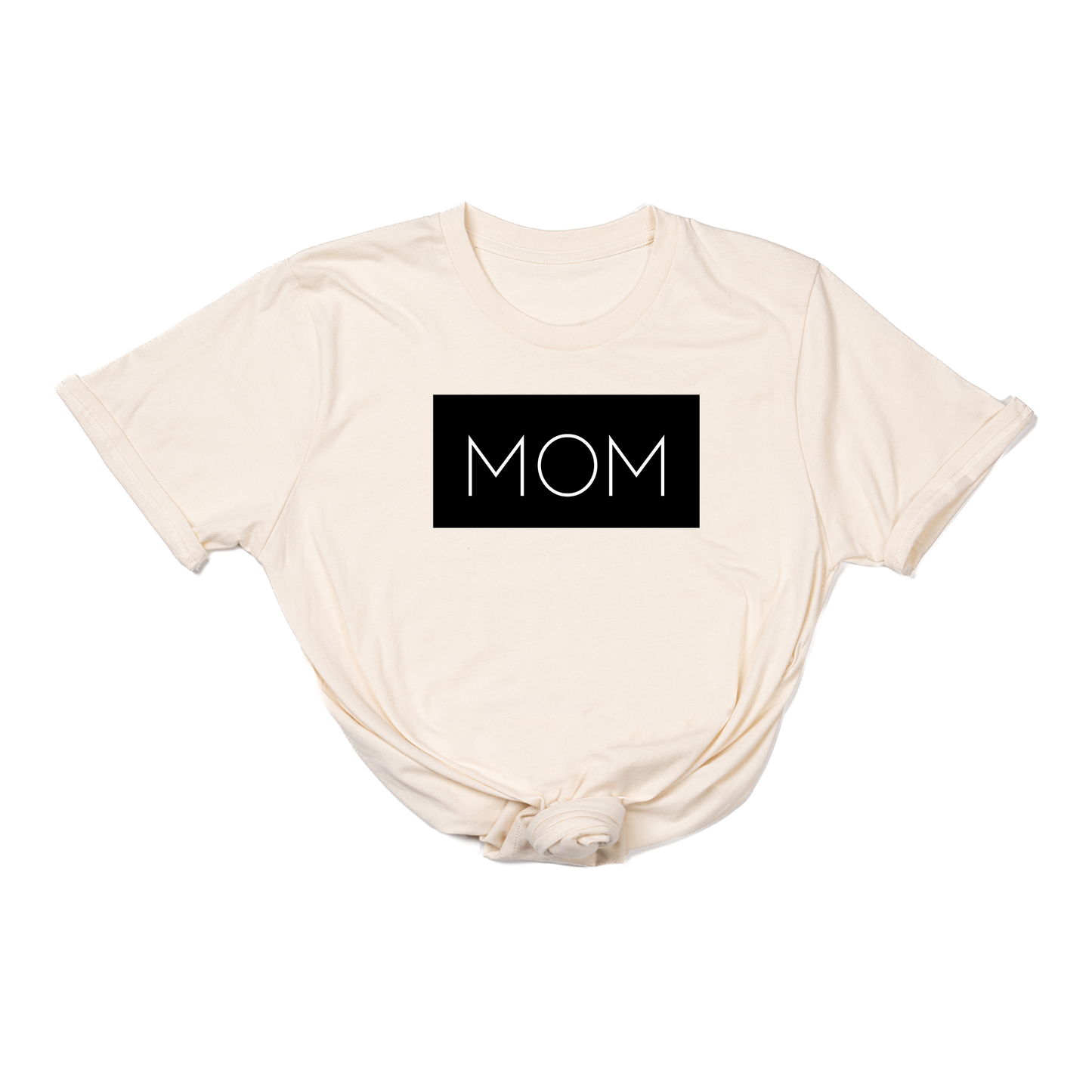 Mom (Boxed Collection, Black Box/White Text, Across Front) - Tee (Natural)