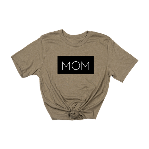 Mom (Boxed Collection, Black Box/White Text, Across Front) - Tee (Olive)