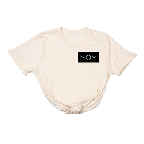 Mom (Boxed Collection, Pocket, Black Box/White Text) - Tee (Natural)