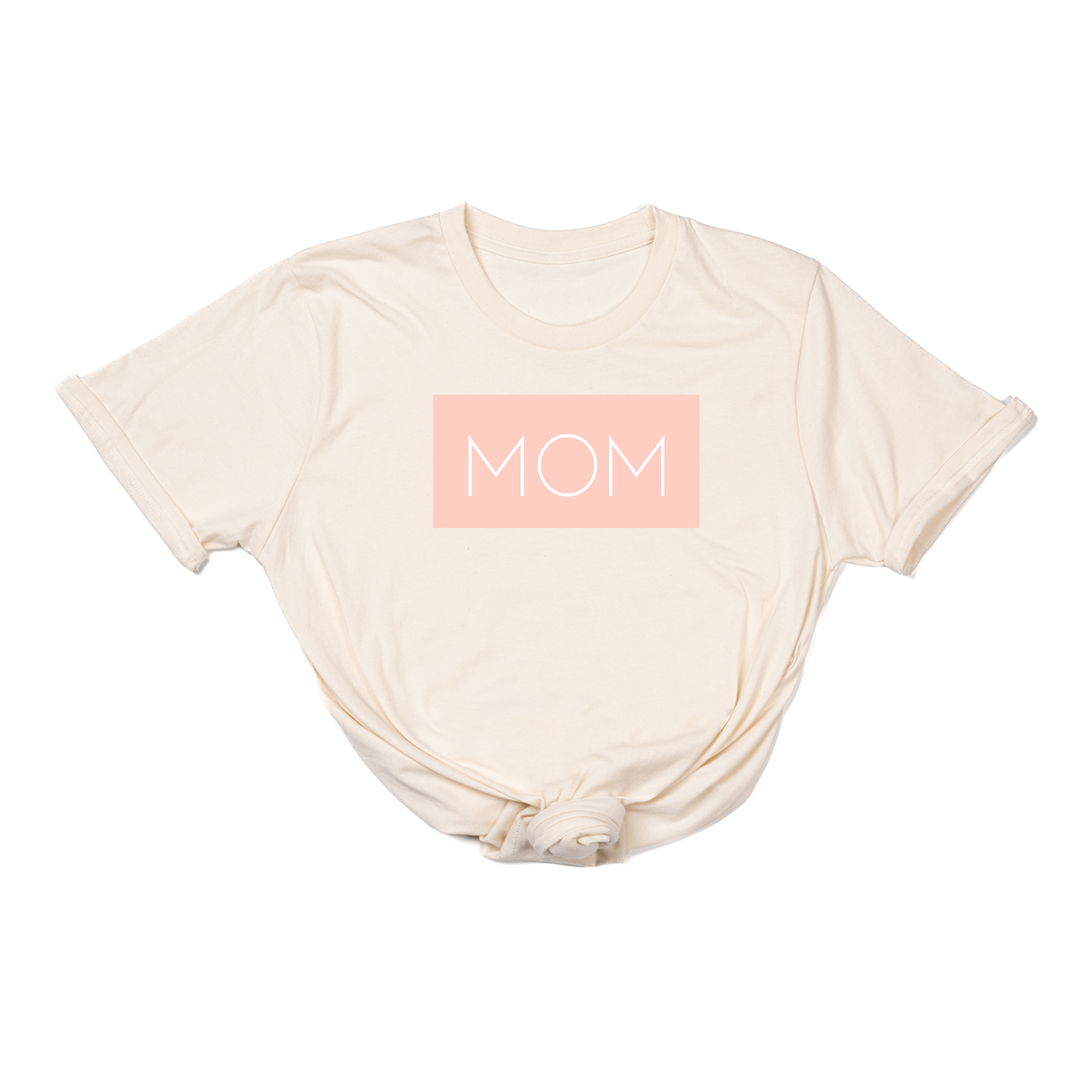 Mom (Boxed Collection, Ballerina Pink Box/White Text, Across Front) - Tee (Natural)