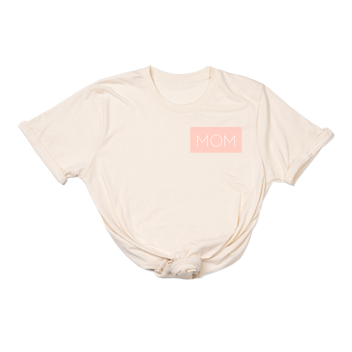 Mom (Boxed Collection, Pocket, Ballerina Pink Box/White Text) - Tee (Natural)