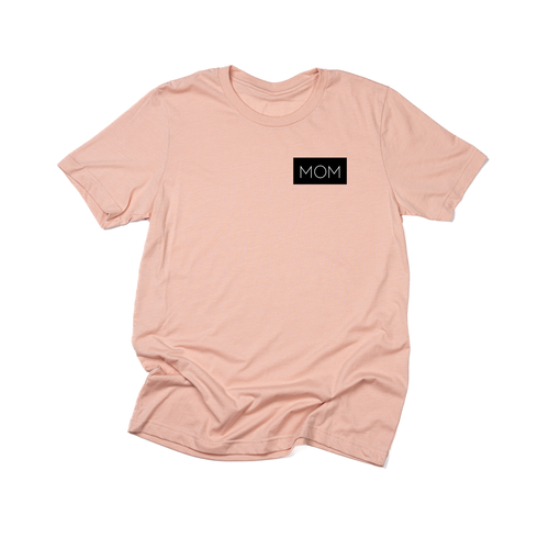 Mom (Boxed Collection, Pocket, Black Box/White Text) - Tee (Peach)