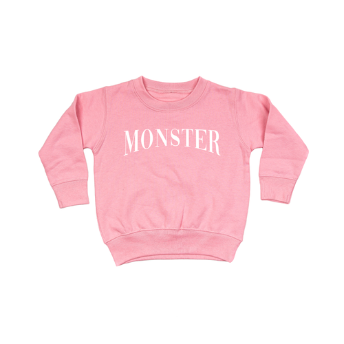 Monster (White) - Kids Sweatshirt (Pink)