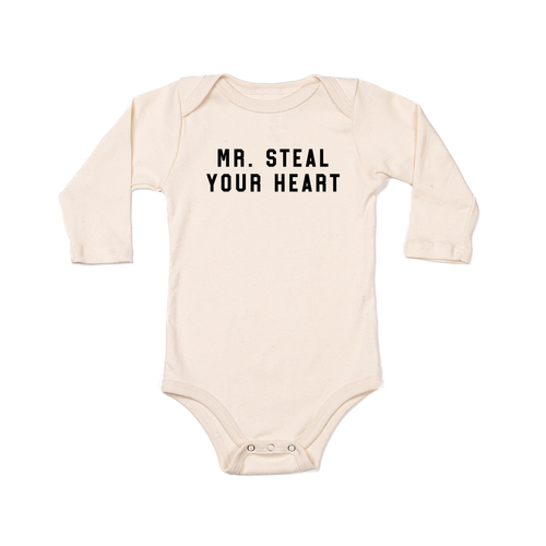 Mr. Steal Your Heart (Black) - Bodysuit (Natural, Long Sleeve)