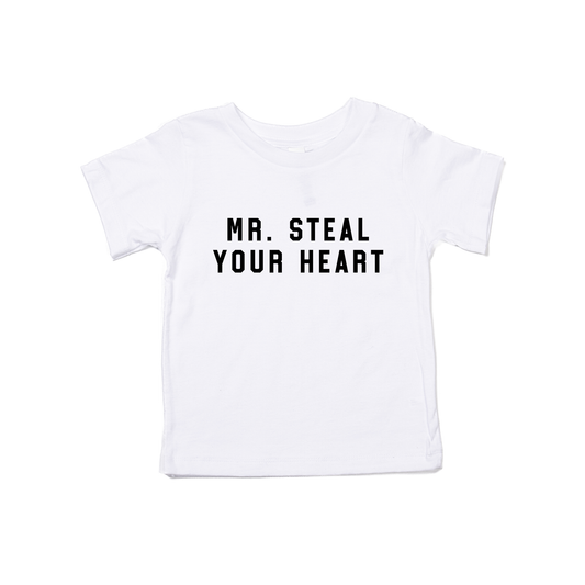 Mr. Steal Your Heart (Black) - Kids Tee (White)