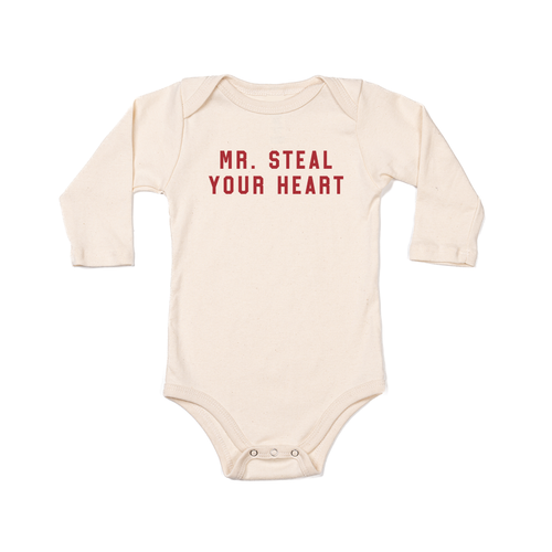 Mr. Steal Your Heart (Red) - Bodysuit (Natural, Long Sleeve)