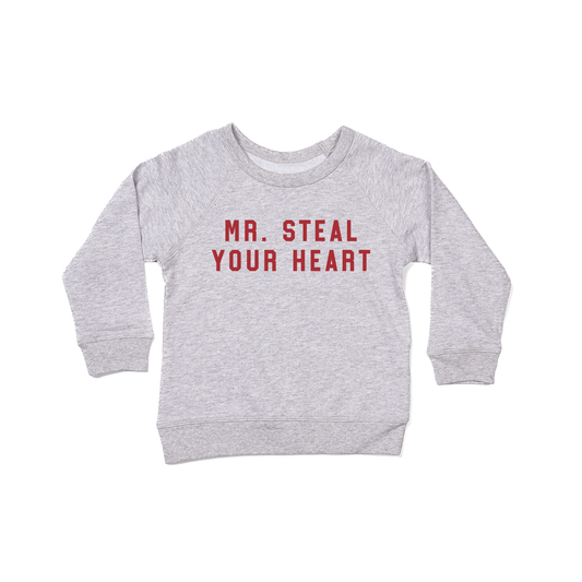 Mr. Steal Your Heart (Red) - Kids Sweatshirt (Heather Gray)