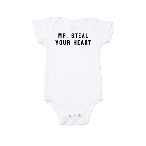 Mr. Steal Your Heart (Black) - Bodysuit (White, Short Sleeve)