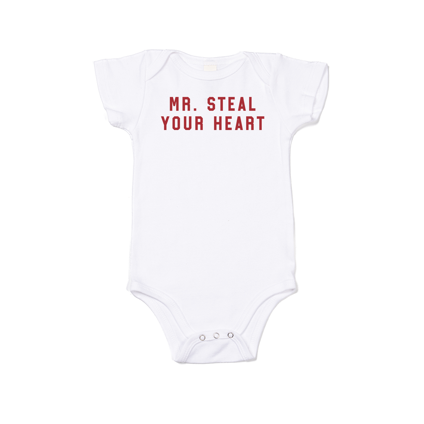 Mr. Steal Your Heart (Red) - Bodysuit (White, Short Sleeve)