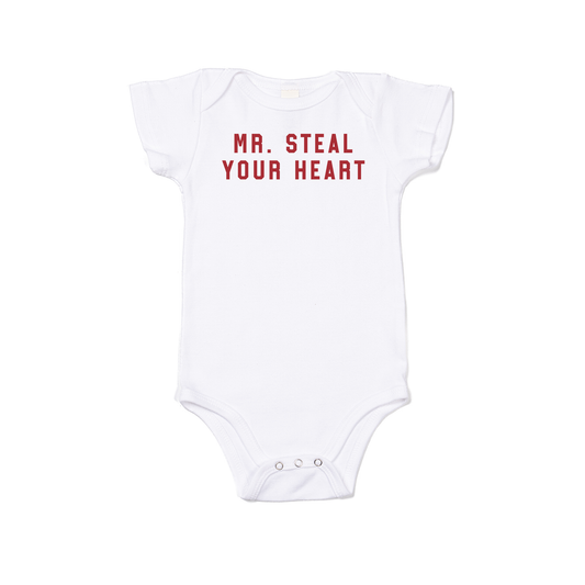Mr. Steal Your Heart (Red) - Bodysuit (White, Short Sleeve)